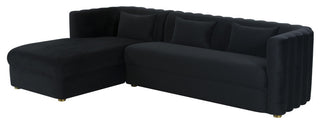 Callie Velvet Sectional, Black, Laf