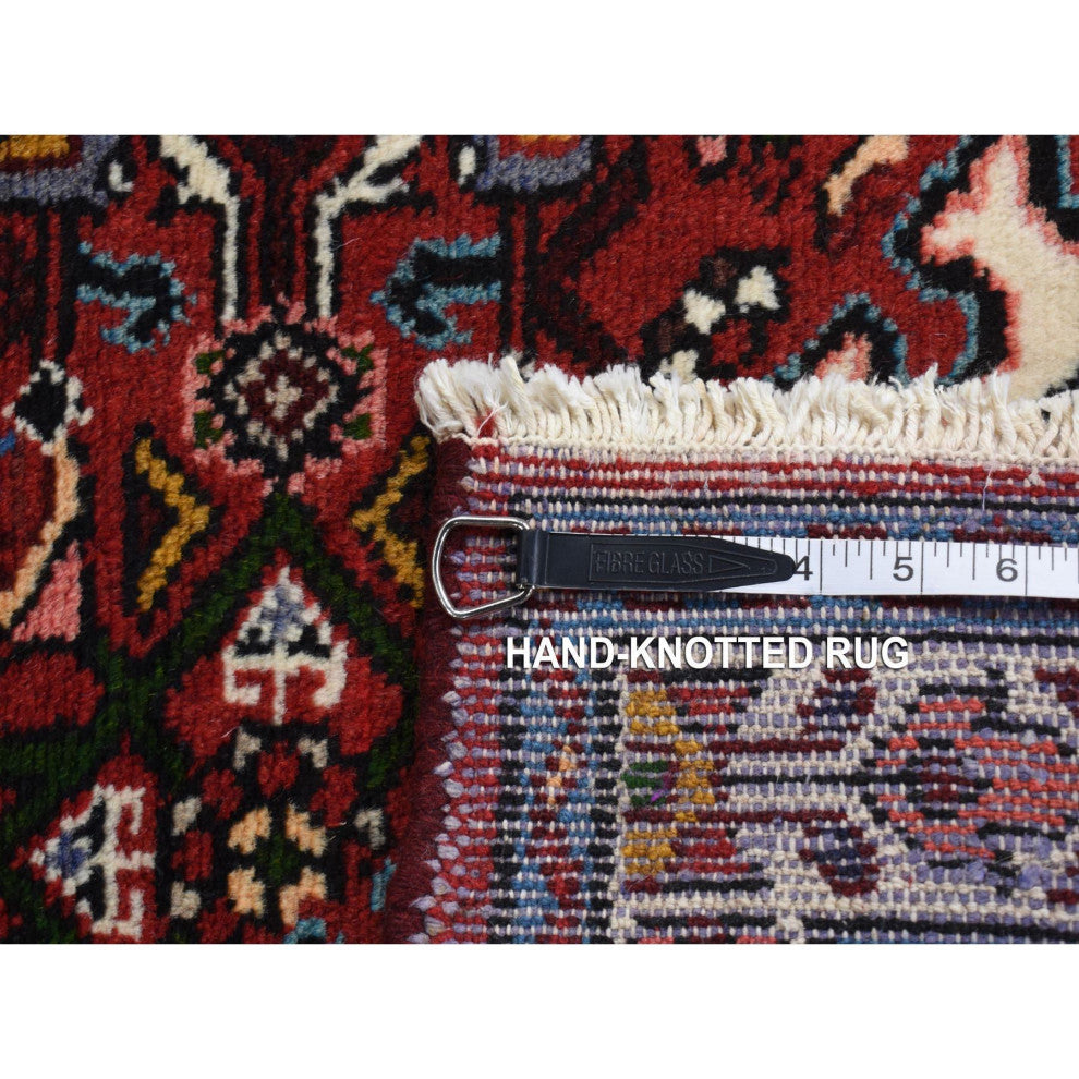 Maroon Red New Persian Hamadan Pure Wool Hand Knotted Oriental Rug 3'5" x 5'1"