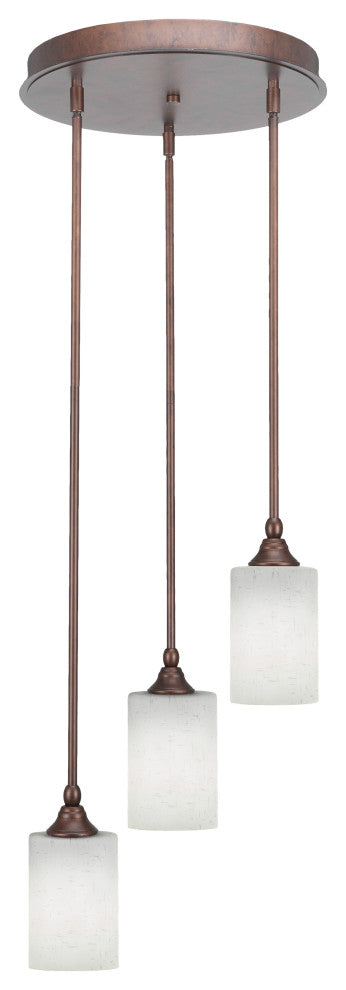 Empire 3-Light Cluster Pendalier, Bronze/White Muslin