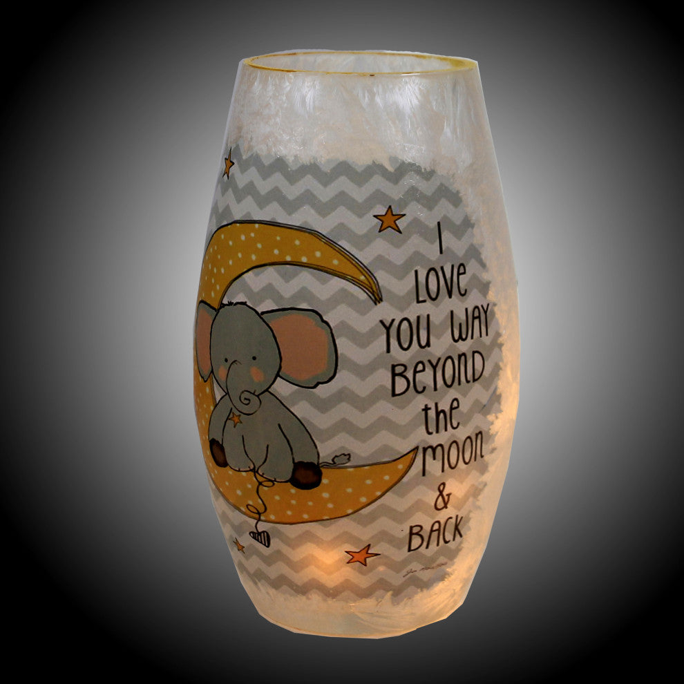 7.25In & Stars Pre-Lit Vase, Glass, Elephant Ske9205 Moon