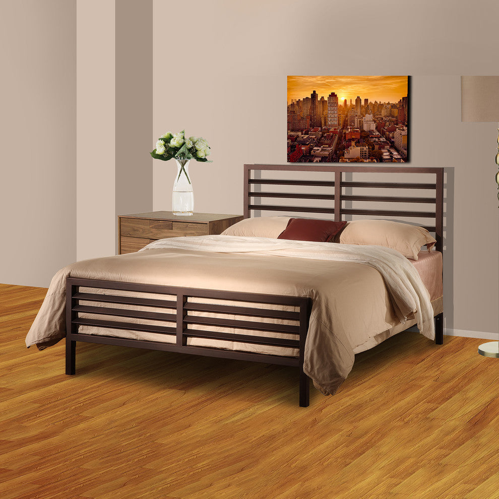 Bronze Metal Annabelle Collection Bed Headboard Footboard Rails and Slats, Full