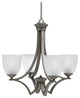 Zilo Uplight, 4 Light, Chandelier, Graphite Finish With 5" Clear Ribbed Glass