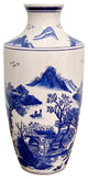 Blue Garden 16" Ceramic Mountain Landscape Vase