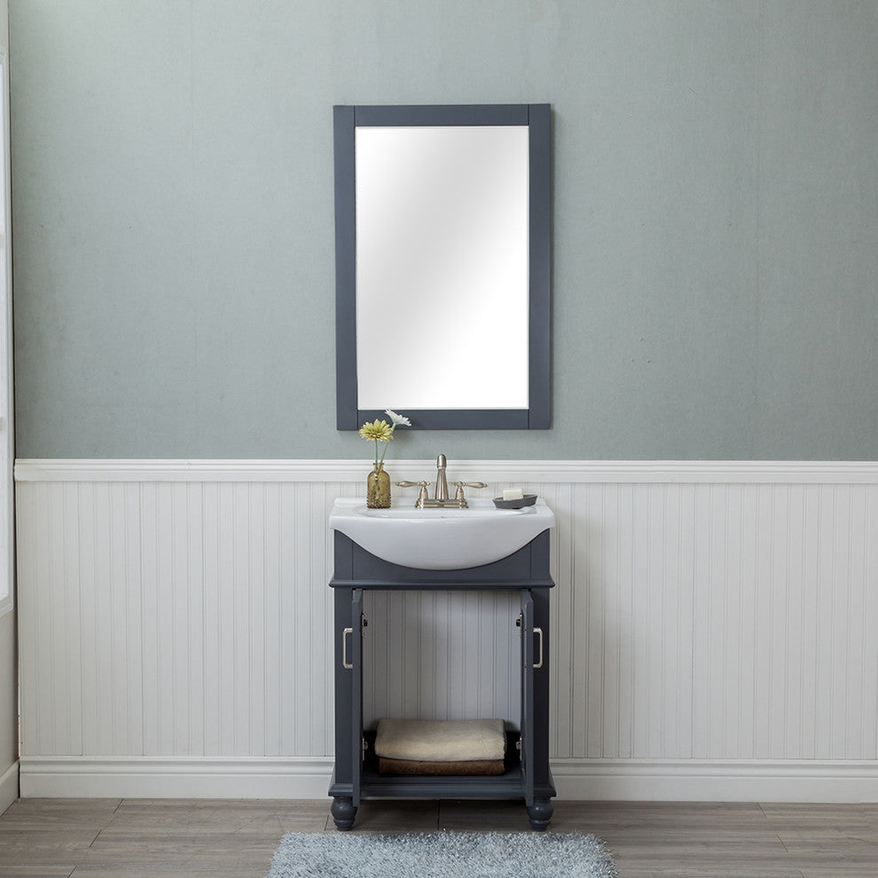 Lancaster 24" Single Bathroom Vanity, Gray, Porcelain Top, Centerset
