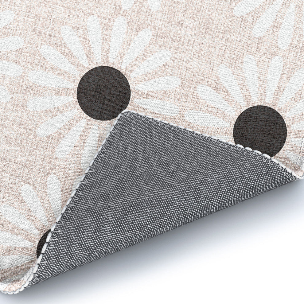 Schatzi Brown Retro Jumbo Daisy Neutral Area Rug