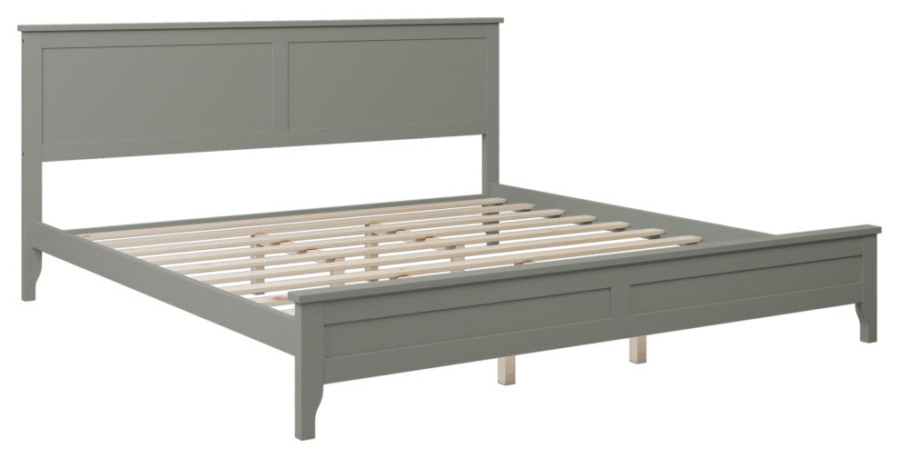 Gewnee Modern Gray Solid Wood King Platform Bed