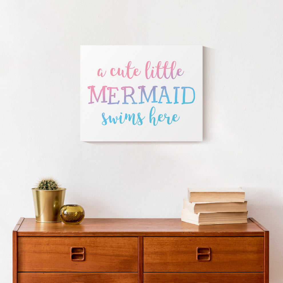 Cute Little Mermaid 14x11 Canvas Wall Art