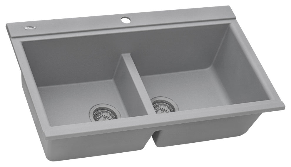 34 inch Workstation Granite Composite Sink - Silver Gray - RVG1350GR