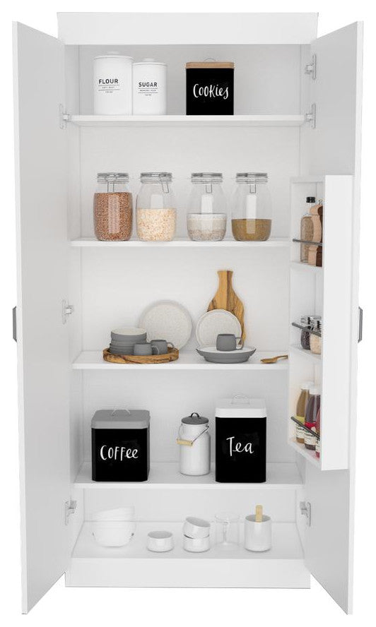 DEPOT E-SHOP Chad Pantry Double Door Cabinet, Five Shelves, Black