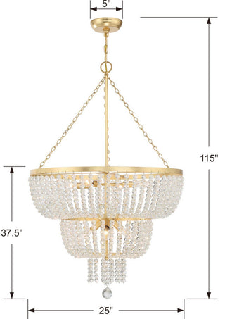 Crystorama Lighting Group 610 Rylee 8 Light 25"W Crystal - Antique Gold