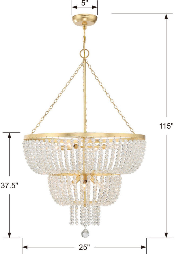 Crystorama Lighting Group 610 Rylee 8 Light 25"W Crystal - Antique Gold
