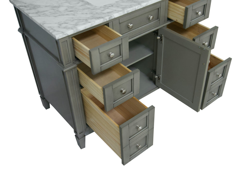 Hailey 42" Bathroom Vanity, Weathered Gray, Carrara Marble