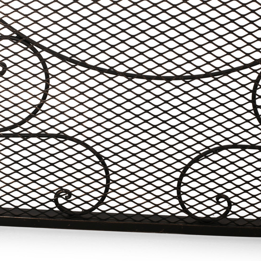 Ella Iron Fireplace Screen, Black Brushed Gold