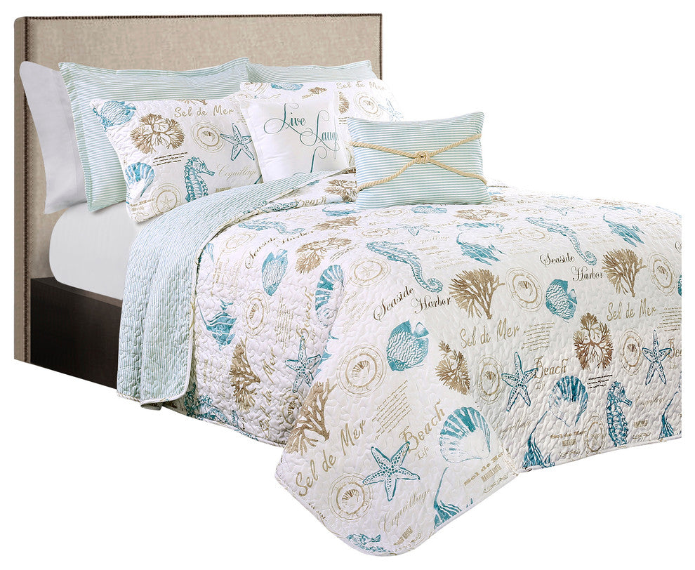 Harbor Life Quilt 7 Piece Set, Blue, King