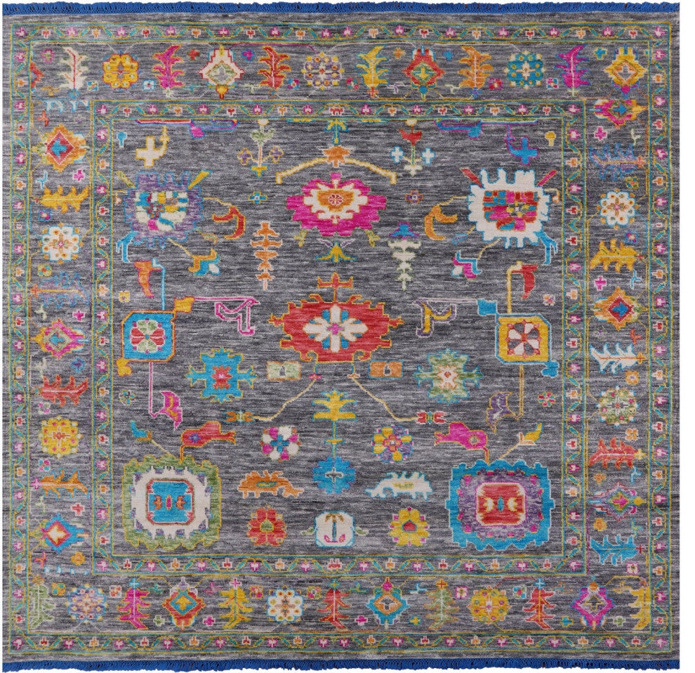 9' Square Turkish Oushak Handmade Wool Rug - Q15583