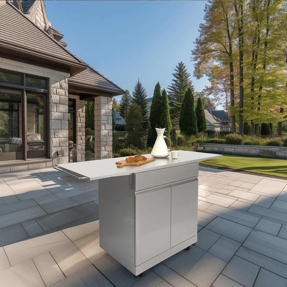 Transolid Single Utility Cabinet Outdoor Kitchen, Standard, Stainless Steel, Single Utility Cabinet With Folding Shelves