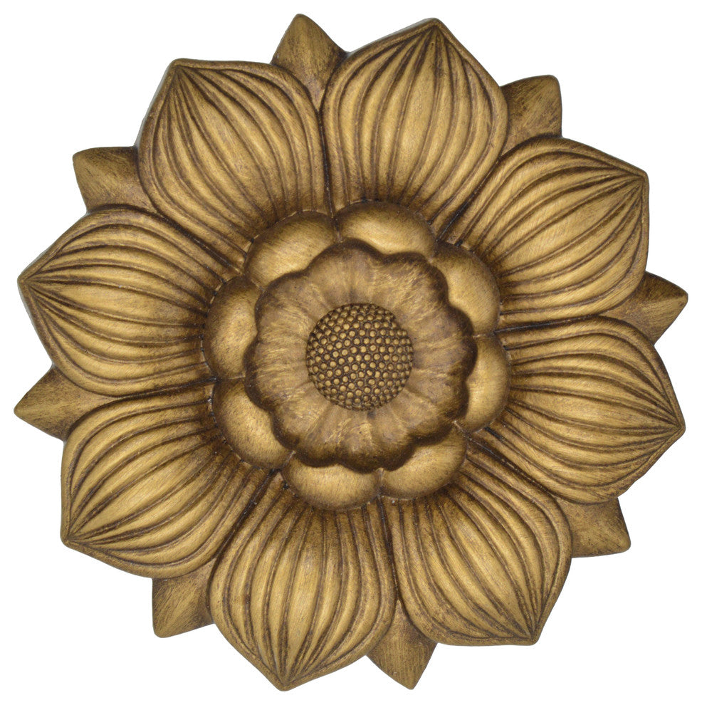 Large Bloom Medallion Drapery Holdback, Renaissance Gold