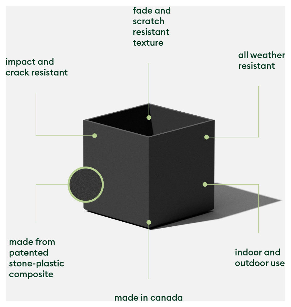Veadek Geo Series Cube 5" Planter, Black, 5 Inch, 1 Pack