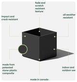 Veadek Geo Series Cube 5" Planter, Black, 5 Inch, 1 Pack