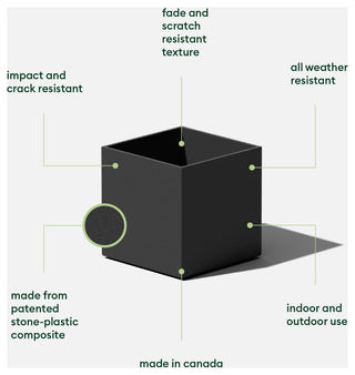 Veadek Geo Series Cube 5" Planter, Black, 5 Inch, 1 Pack
