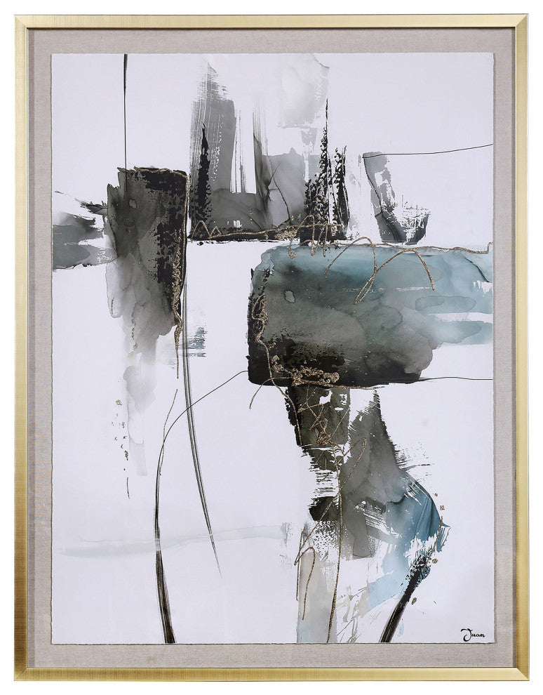 Synthesis Hand Embellished on Paper Framed Under Plexi Glass, Shadow Box