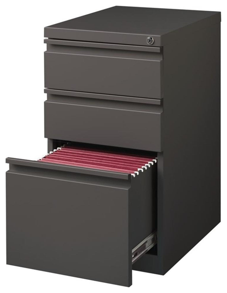 Scranton & Co 20" 3-Drawer Modern Metal Mobile Pedestal File Cabinet in Espresso