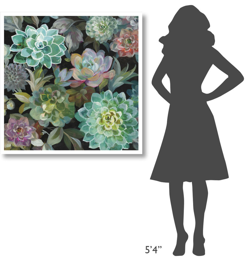 "Floral Succulents v2 Crop" Digital Paper Print by Danhui Nai, 38"x38"