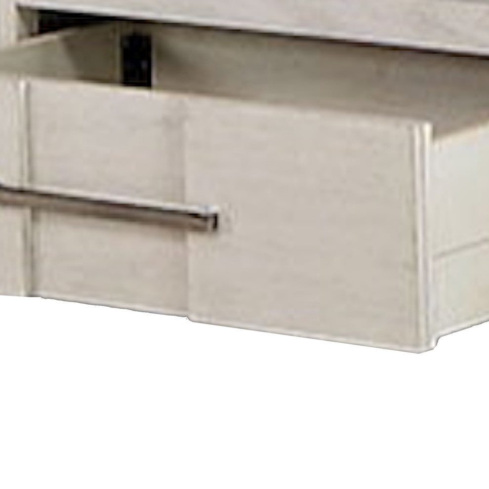 Varos 48" Tall Dresser Chest, 5 Drawers, Nickel Bar Handles, White