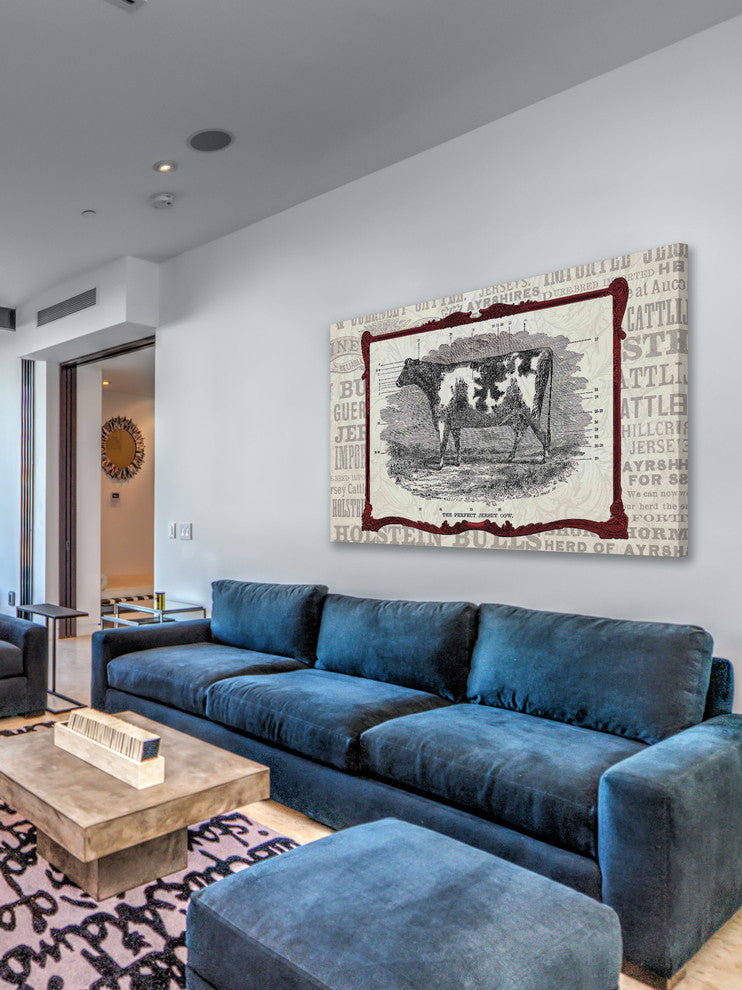 "Cow Framed" Painting Print on Canvas