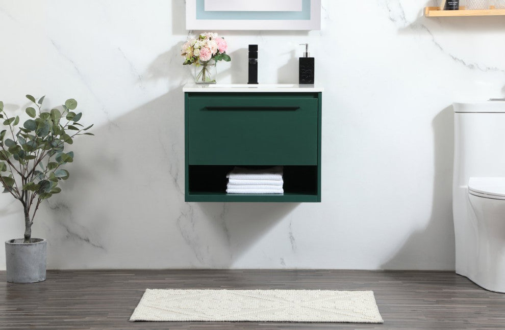 Rabi Single Bathroom Vanity, Green, 24"