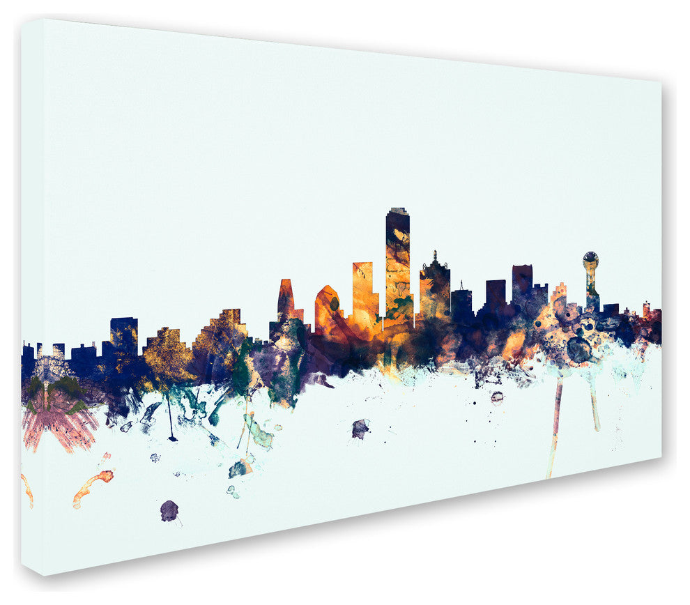 Michael Tompsett 'Dallas Texas Skyline Blue' Canvas Art, 12x19