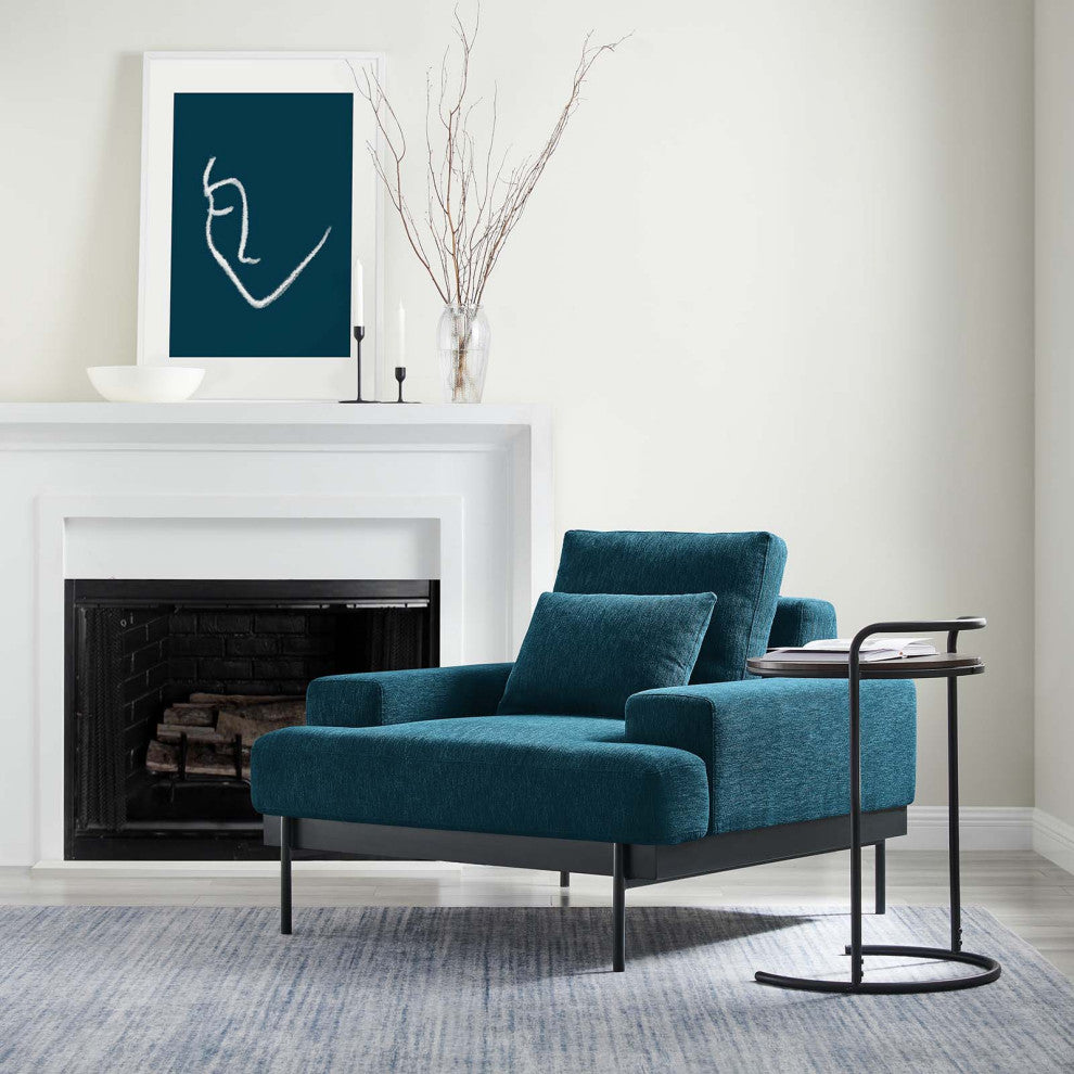 Proximity Upholstered Fabric Armchair, Azure