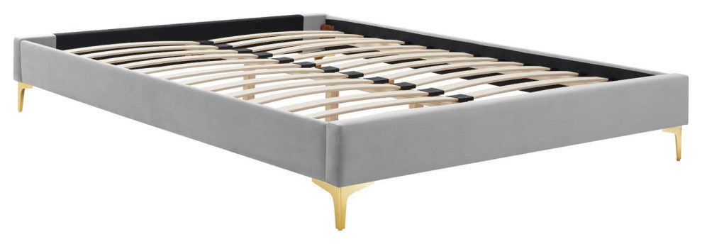 Elise Twin Performance Velvet Platform Bed-Light Gray
