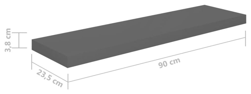vidaXL Wall Shelves Floating Shelves Display Shelves 2 Pcs High Gloss Gray