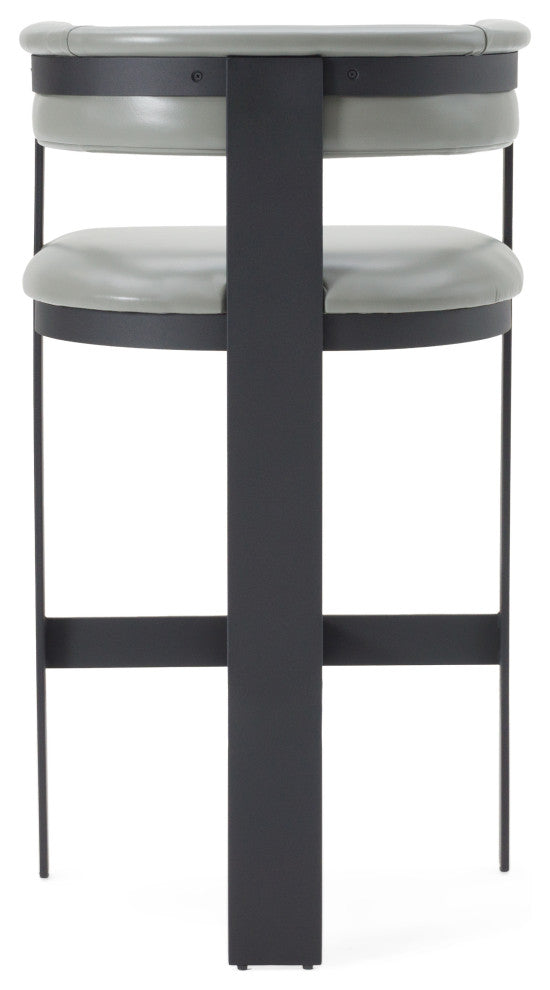 Modrest Boswell Modern Grey Faux Leather + Black Barstool