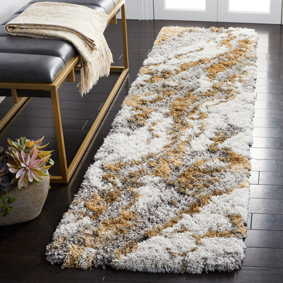 Safavieh Horizon Shag Hzn890D, Shag Rug, Gray and Gold, 5'3"x7'7"