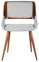 Armen Living Panda Modern Fabric Dining Chair in Walnut Wood and Gray