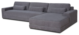 Divani Casa Loki Modern Grey Fabric Right Facing Sectional Sofa
