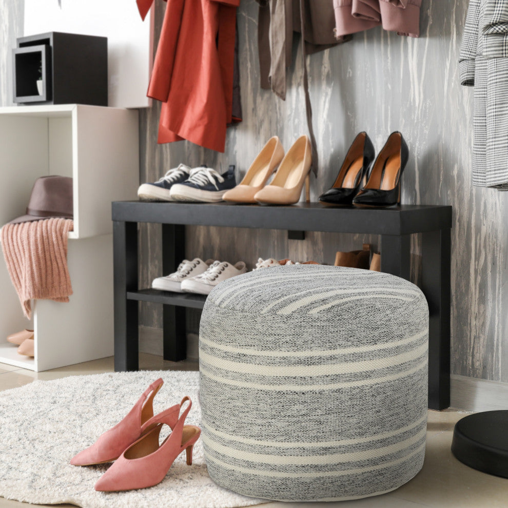 Farmhouse Triple Stripe Indoor Outdoor Pouf