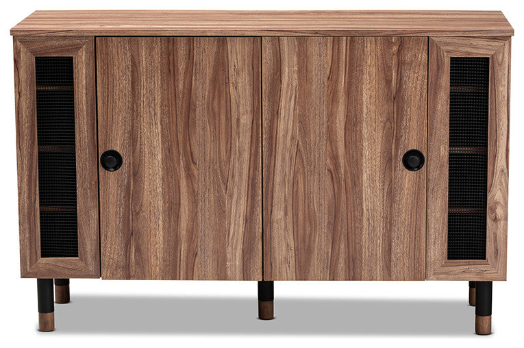 Valina Modern 2-Door Wood Entryway Shoe Storage Cabinet with Screen Inserts
