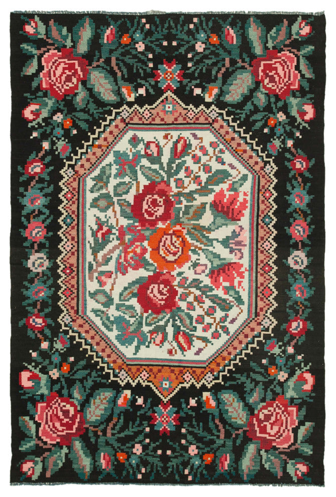Rug N Carpet - Handmade Moldovian 6' 2'' x 9' 1'' Antique Rose Kilim Rug