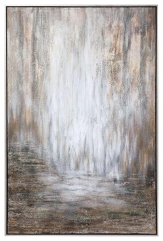 Oversize Modern Abstract Earth Tones Painting 61" Bronze Gold Silver Metallic