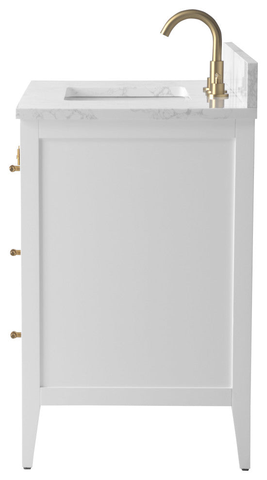 Vanity Art Freestanding Vanity, White, 36", Single Sink, Golden Brushed