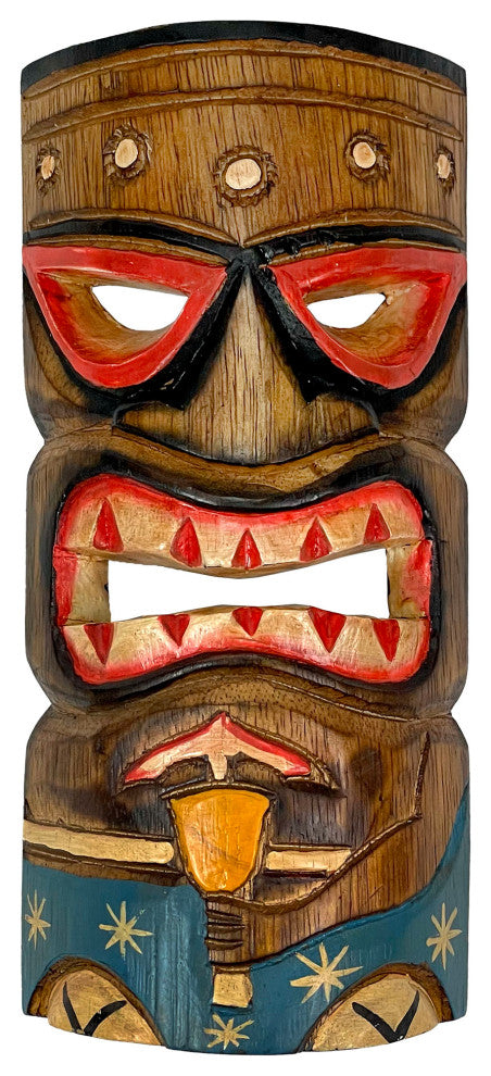Hand Carved Wood Art Polynesian Party Hawaiian Tiki Masks 10 Piece Set 10 Inch