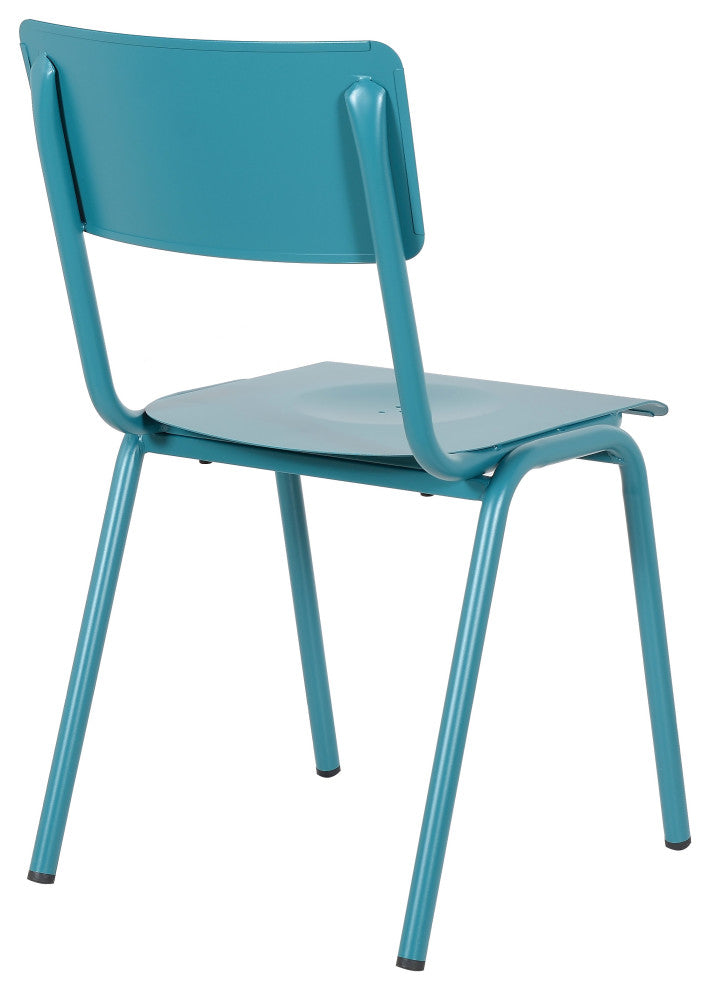 Corris Stacking Patio Dining Side Chair, Frosted Teal (Set of 4)