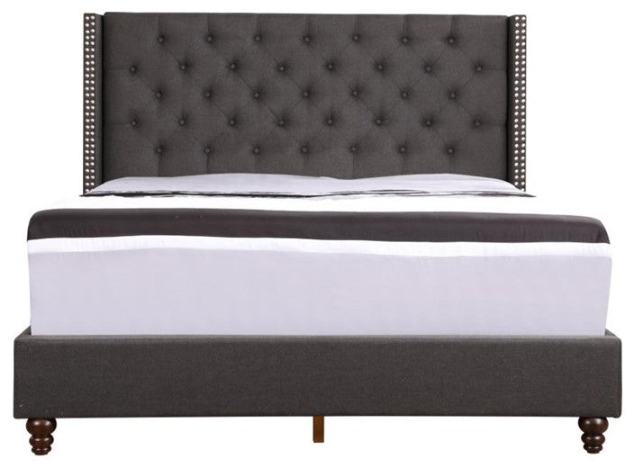 Brice Upholstered Twill Bed, Ash Black, King