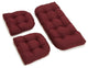 U-Shaped Twill Tufted Settee Cushion Set, Set of 3, Burgundy