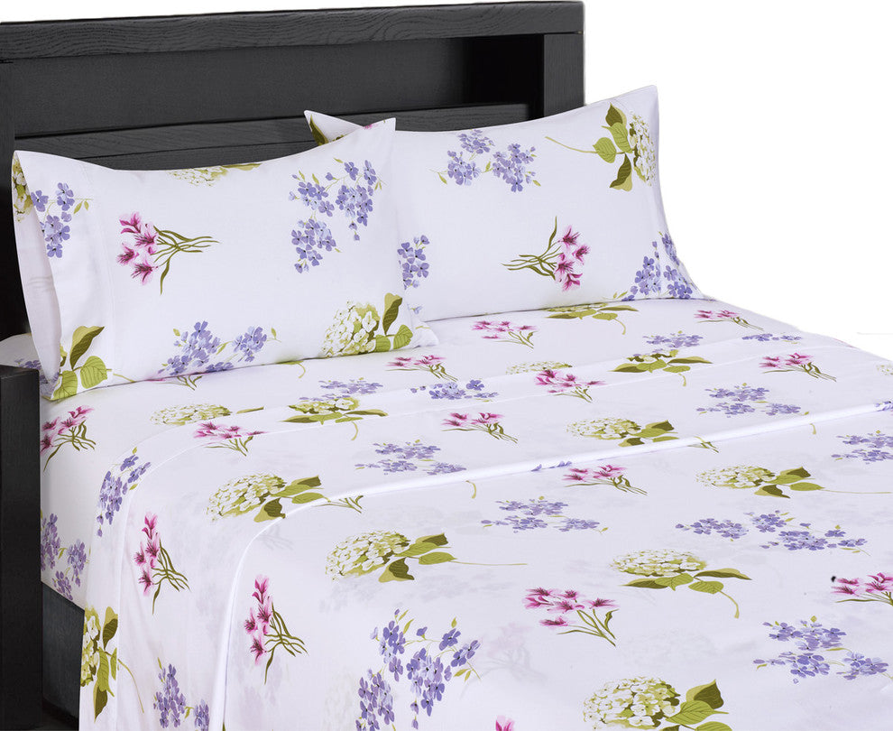 Blossom 100% Cotton Flower Print Sheet Set, Queen