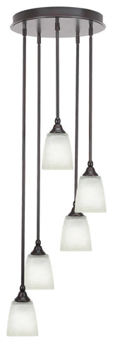 Empire 5-Light Cluster Pendalier, Espresso/Square White Muslin