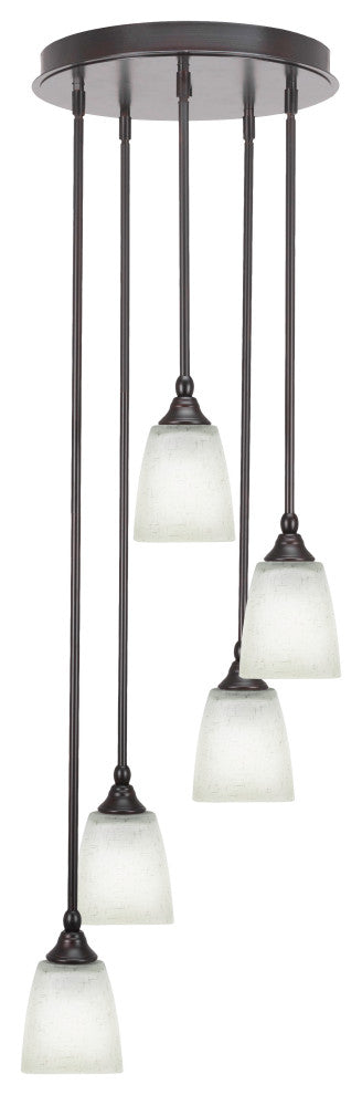 Empire 5-Light Cluster Pendalier, Espresso/Square White Muslin